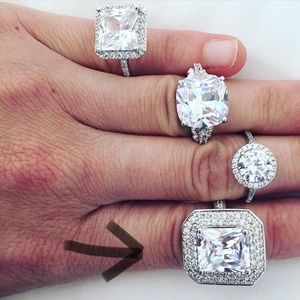Big Size 6 Ct Cushion Cut Cubic Zirconia Ring